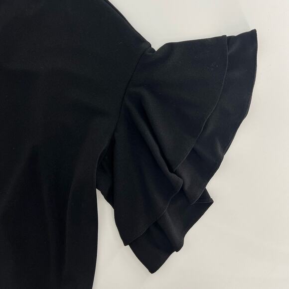Express Short Sleeve Blouse with Ruffle Sleeve Black XS - Picture 3 of 8